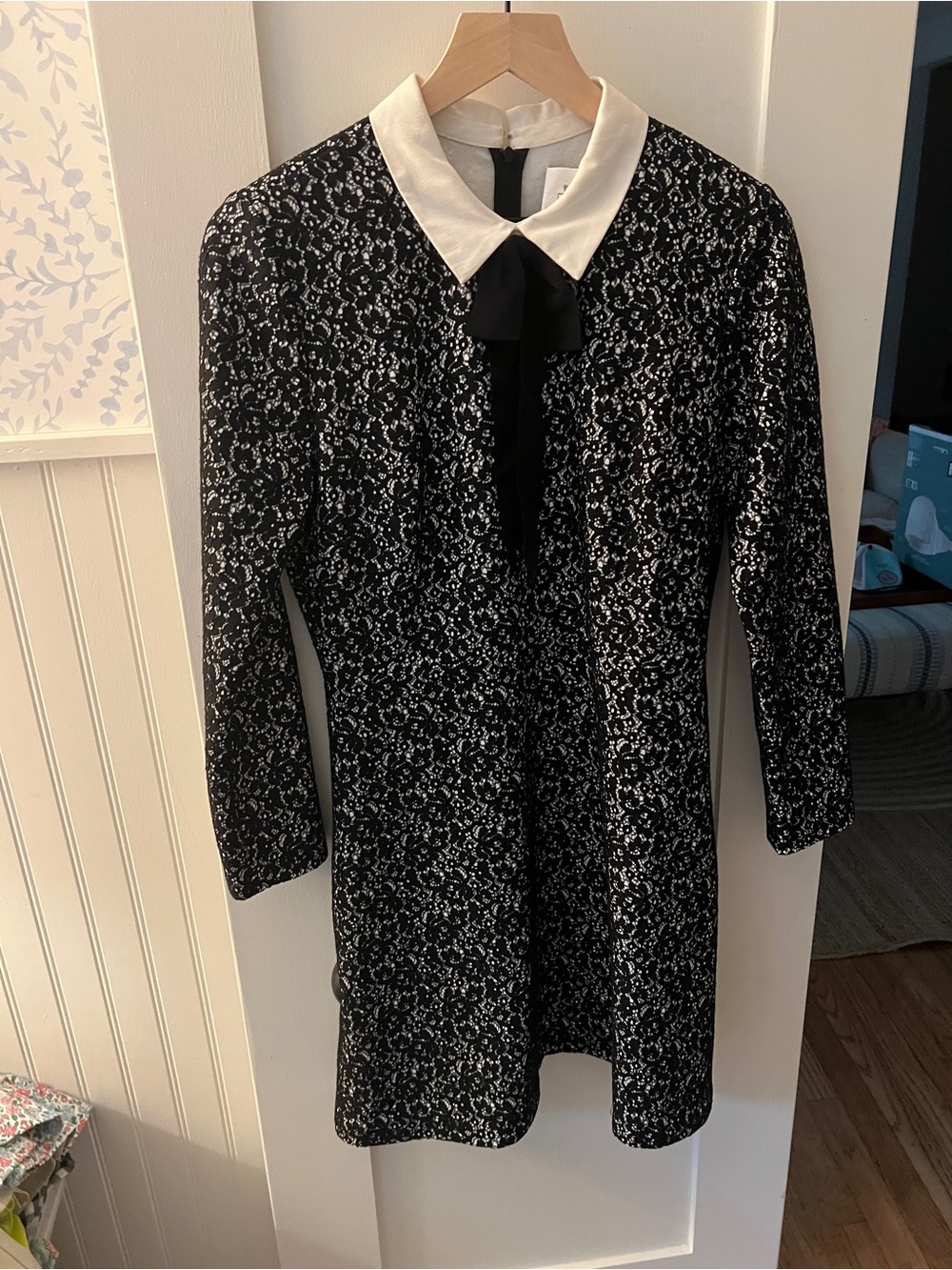 Anthropologie Erin Fetherston Black Motif Lace Bow Dress
